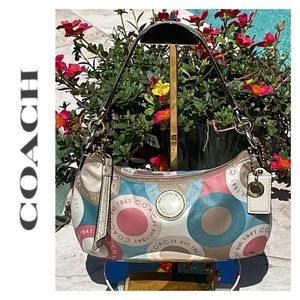 Coach Demi Snaphead Signature Satin Fabric Multicolored Print Xbody/Handbag